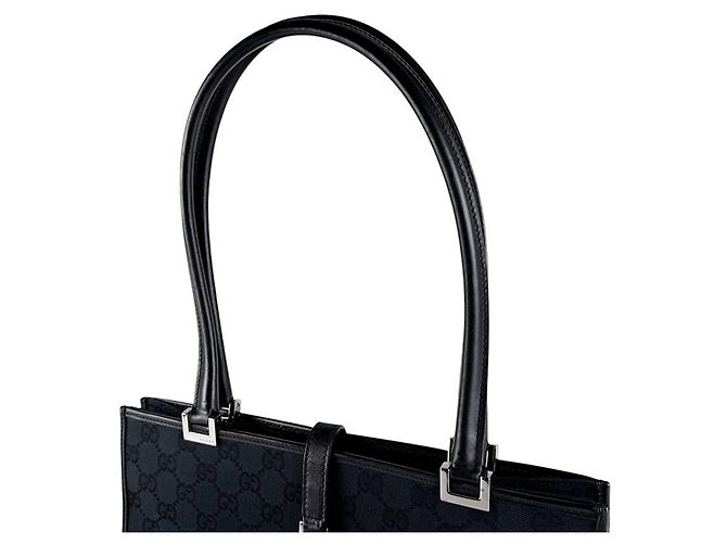 Borsa a mano Gucci nera in tela GG e pelle Nero - vista 10