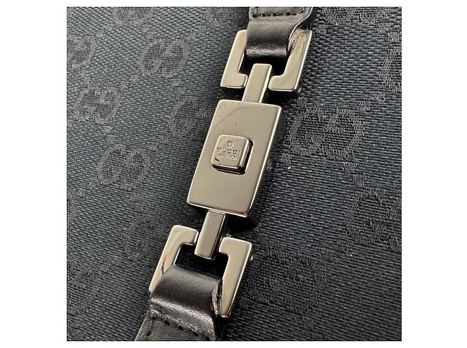 Borsa a mano Gucci nera in tela GG e pelle Nero - vista 11