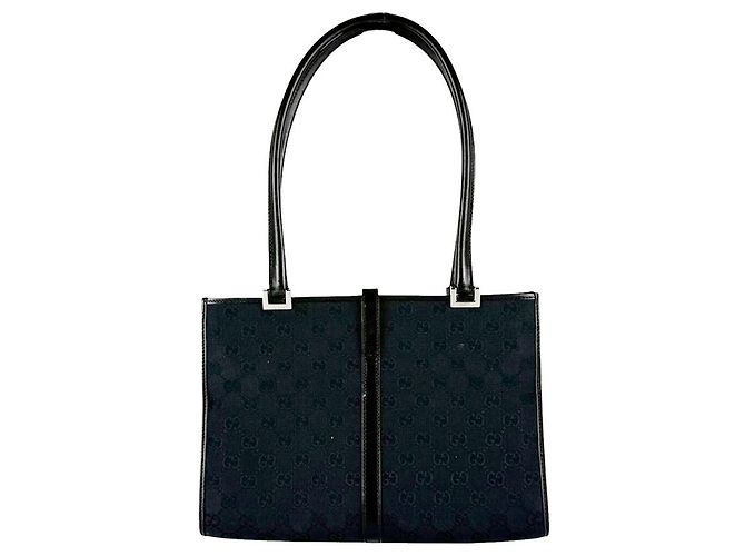Borsa a mano Gucci nera in tela GG e pelle Nero - vista 3