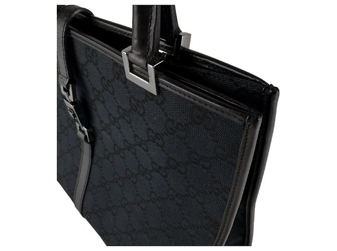 Borsa a mano Gucci nera in tela GG e pelle Nero - vista 6