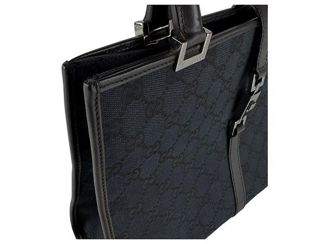 Borsa a mano Gucci nera in tela GG e pelle Nero - vista 7