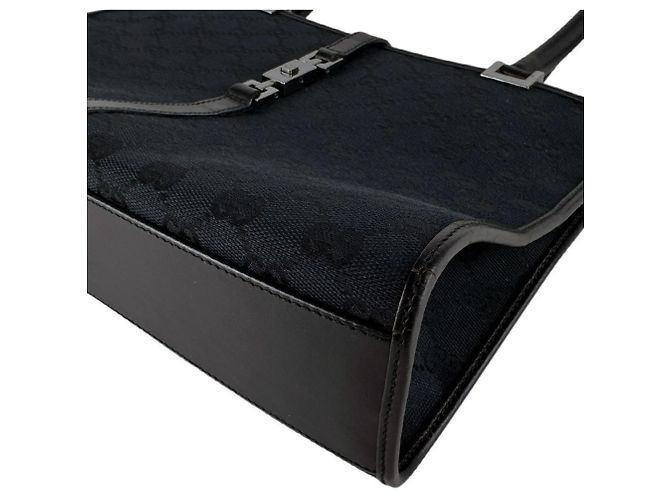 Borsa a mano Gucci nera in tela GG e pelle Nero - vista 8