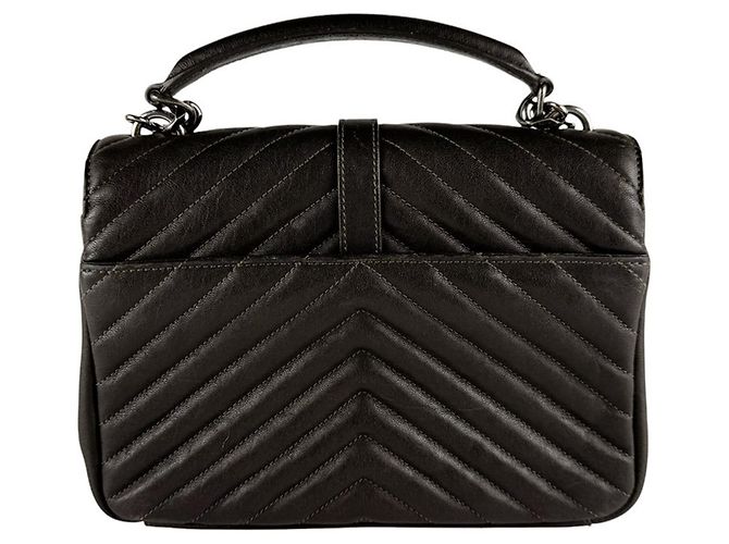 Borsa a tracolla Saint Laurent in pelle khaki brown Cachi - vista 3