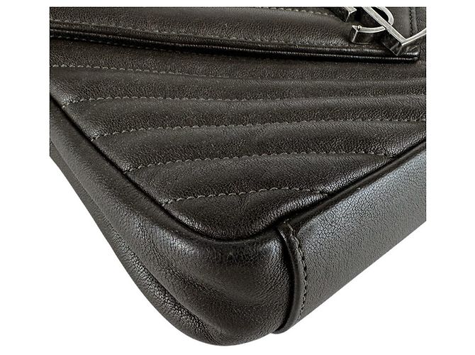 Borsa a tracolla Saint Laurent in pelle khaki brown Cachi - vista 8
