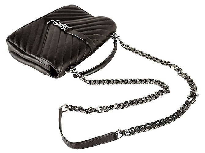 Borsa a tracolla Saint Laurent in pelle khaki brown Cachi - vista 9