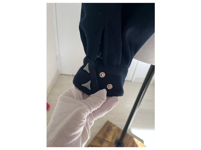 Thierry Mugler Navy blue short wool jacket Dark blue - view 11