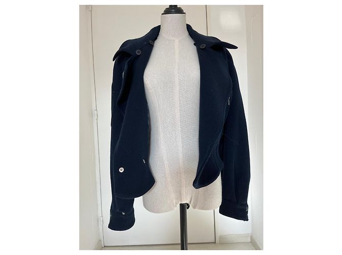 Thierry Mugler Navy blue short wool jacket Dark blue - view 13
