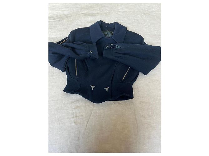 Thierry Mugler Navy blue short wool jacket Dark blue - view 16