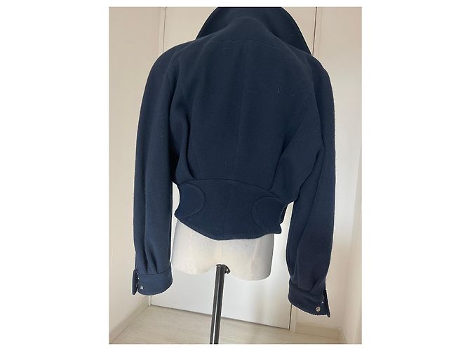 Thierry Mugler Navy blue short wool jacket Dark blue - view 2