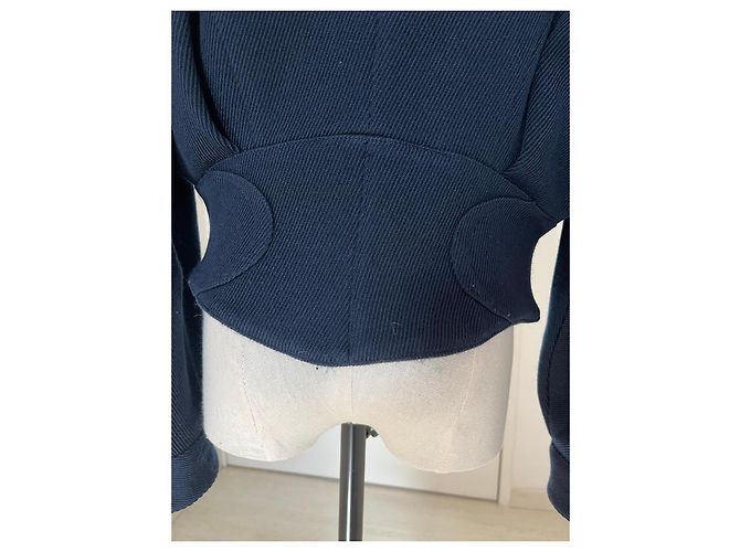 Thierry Mugler Navy blue short wool jacket Dark blue - view 3