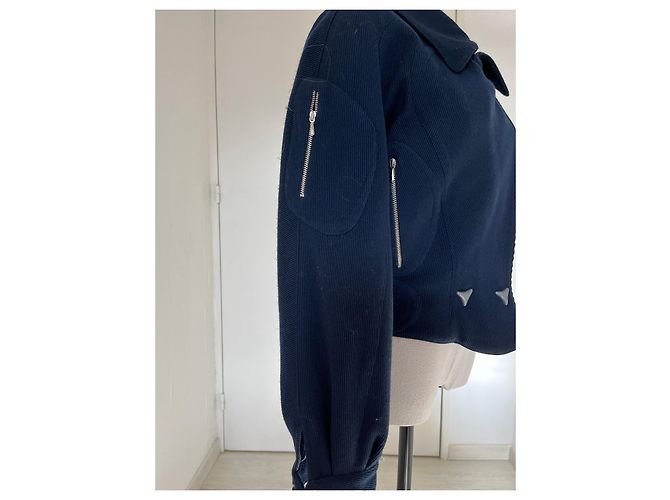 Thierry Mugler Navy blue short wool jacket Dark blue - view 4