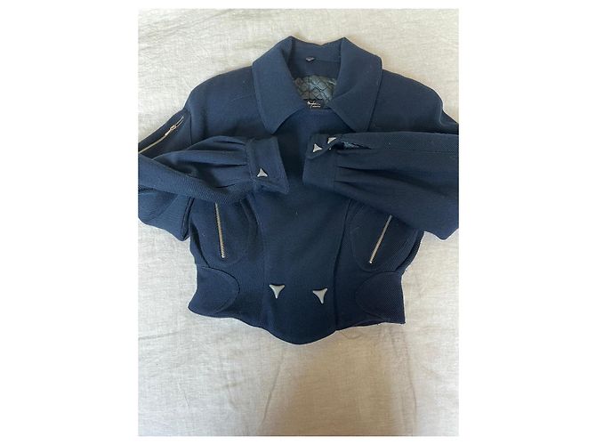 Thierry Mugler Navy blue short wool jacket Dark blue - view 7