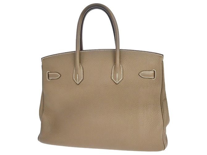 Hermès Hermes Birkin Grey Clemence mit Palladium Hardware 35 Beige - Ansicht 2