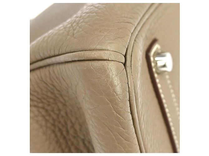 Hermès Hermes Birkin Grey Clemence mit Palladium Hardware 35 Beige - Ansicht 5