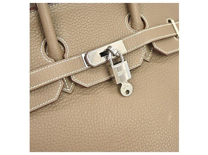 Hermès Hermes Birkin Grey Clemence mit Palladium Hardware 35 Beige - Ansicht 6