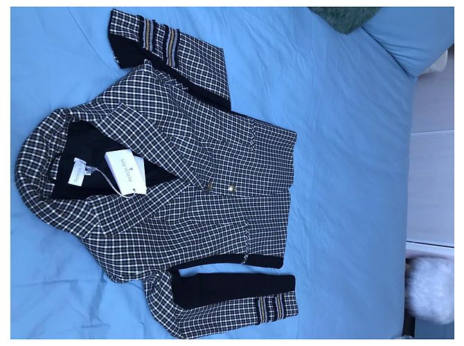 Patrizia Pepe Karo-Blazer Schwarz Weiß Grün - Ansicht 5