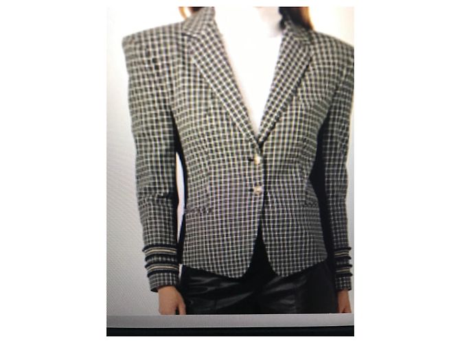 Patrizia Pepe Karo-Blazer Schwarz Weiß Grün - Ansicht 8