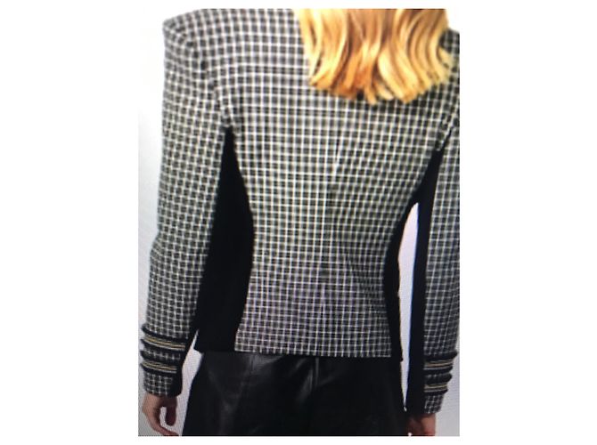 Patrizia Pepe Karo-Blazer Schwarz Weiß Grün - Ansicht 9