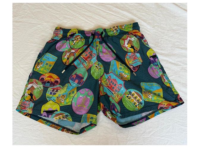 Pantaloncini da bagno Vilebrequin da uomo Blu Multicolore Verde - vista 16