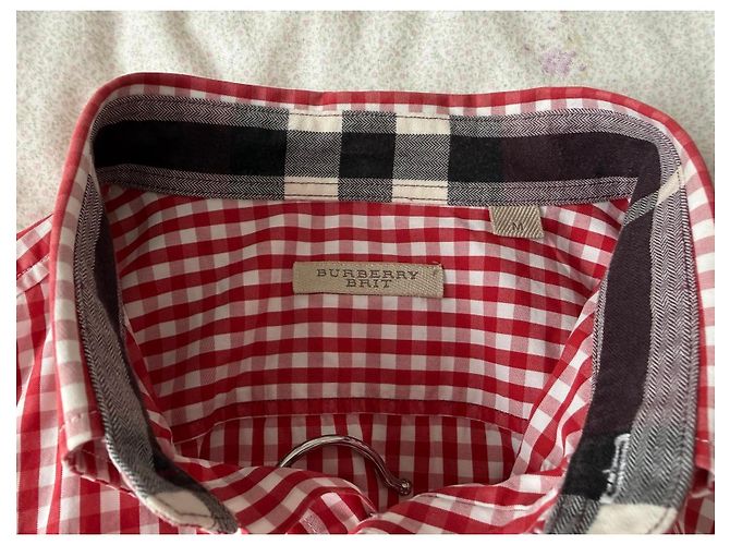 Camicia in cotone Burberry Brit Red Gingham Bianco Rosso - vista 2