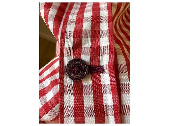 Camicia in cotone Burberry Brit Red Gingham Bianco Rosso - vista 9