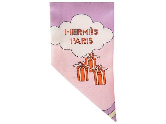 Hermès Foulard di seta Hermes Twilly CRRRES VOLANTS Rosa Arancione Porpora - vista 3