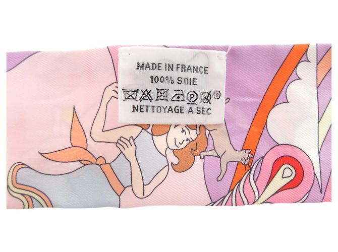 Hermès Foulard di seta Hermes Twilly CRRRES VOLANTS Rosa Arancione Porpora - vista 4