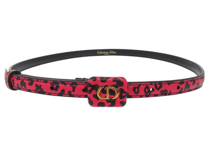 Cinturón Christian Dior Bobby Estampado de Leopardo Negro Rosa - vista 3