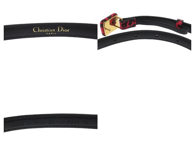 Cinturón Christian Dior Bobby Estampado de Leopardo Negro Rosa - vista 4