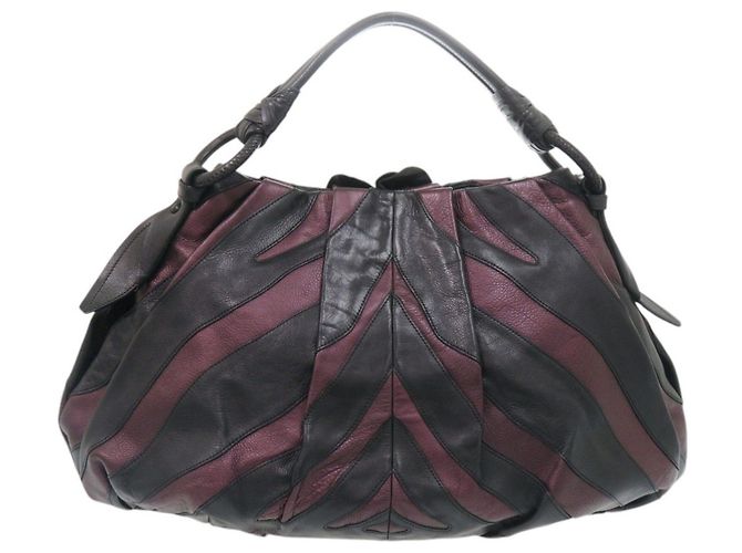 Borsa a mano in pelle Prada VITELLINO MORDO BR3984 Nero Porpora - vista 2