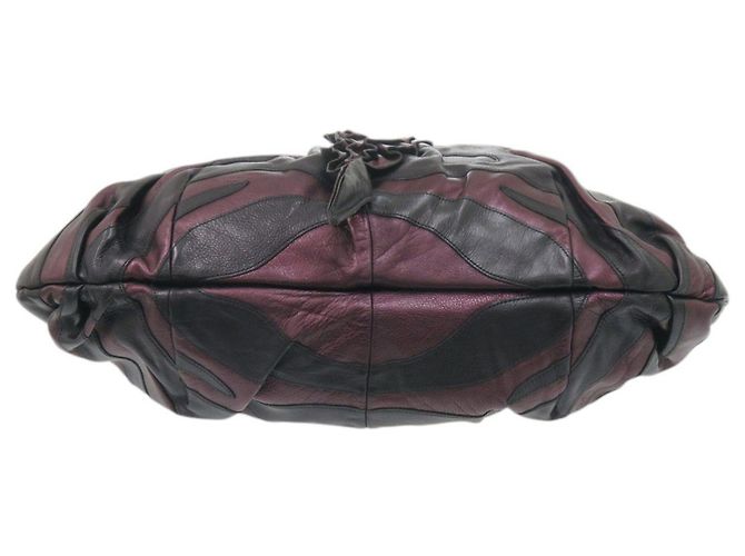 Borsa a mano in pelle Prada VITELLINO MORDO BR3984 Nero Porpora - vista 3