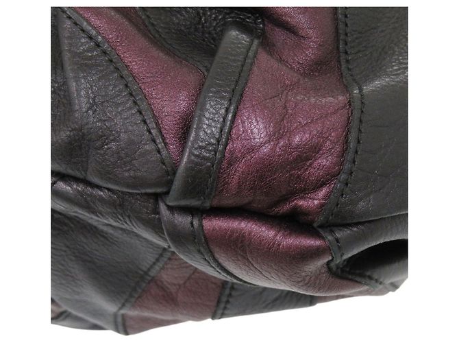 Borsa a mano in pelle Prada VITELLINO MORDO BR3984 Nero Porpora - vista 4