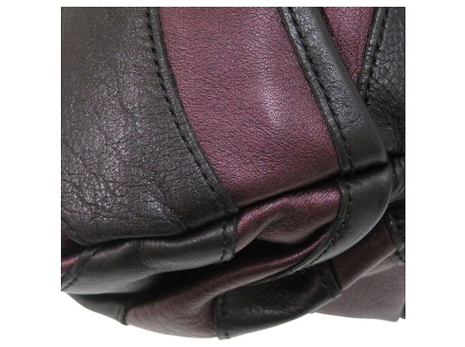 Borsa a mano in pelle Prada VITELLINO MORDO BR3984 Nero Porpora - vista 5