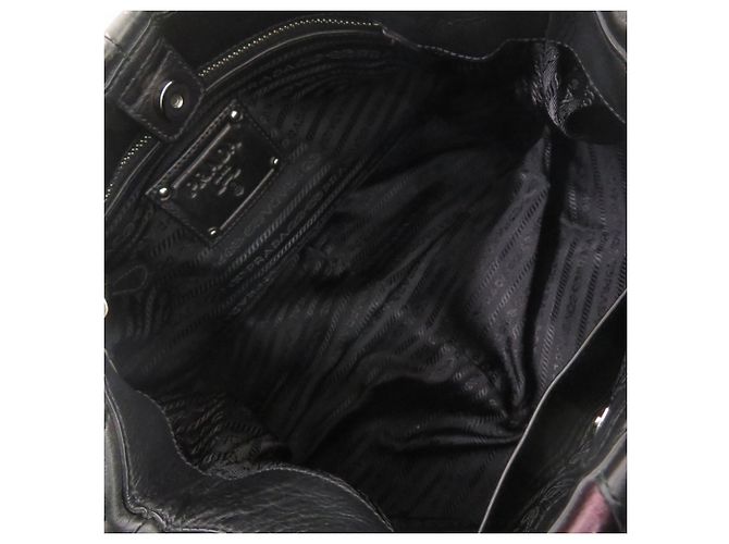 Borsa a mano in pelle Prada VITELLINO MORDO BR3984 Nero Porpora - vista 6