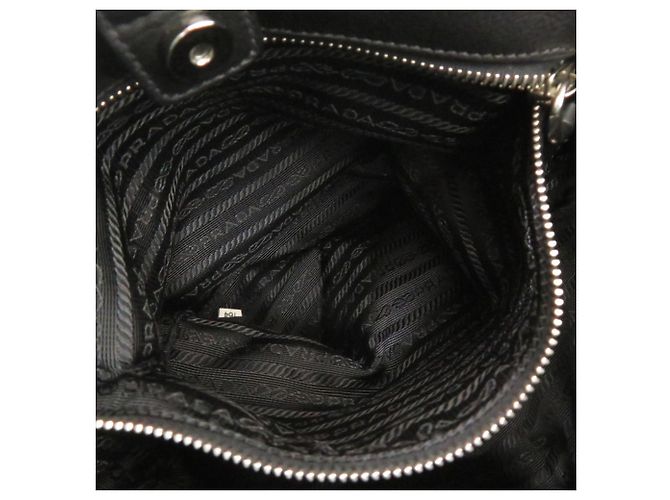 Borsa a mano in pelle Prada VITELLINO MORDO BR3984 Nero Porpora - vista 7
