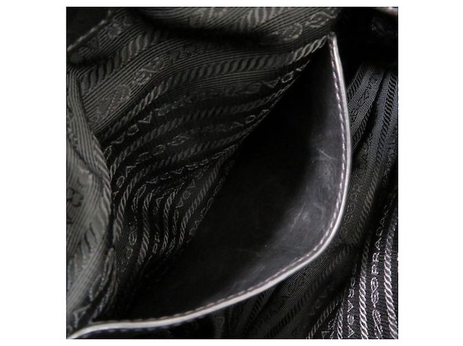 Borsa a mano in pelle Prada VITELLINO MORDO BR3984 Nero Porpora - vista 8