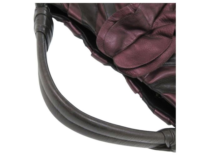 Borsa a mano in pelle Prada VITELLINO MORDO BR3984 Nero Porpora - vista 9