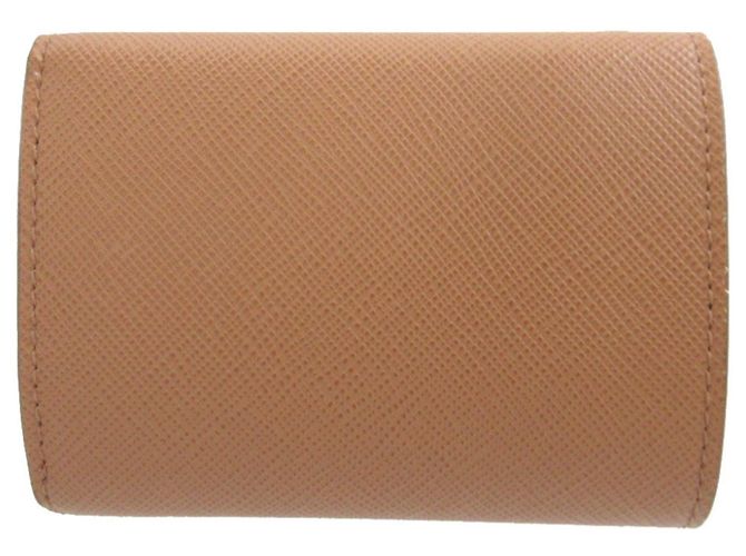 Saffiano Prada Tri-fold Compact Wallet Beige - view 3
