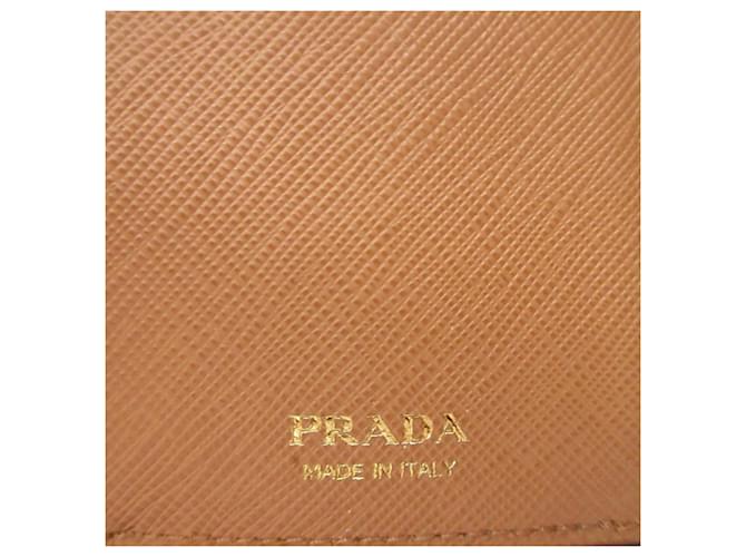 Saffiano Prada Tri-fold Compact Wallet Beige - view 7