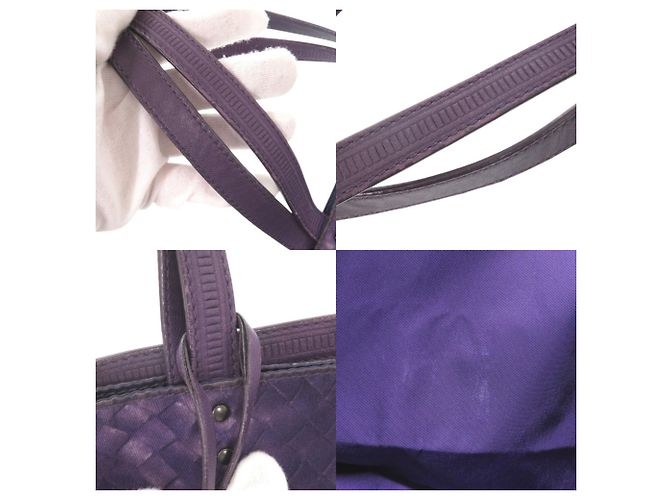 Borsa Tote Bottega Veneta in nylon e pelle Porpora - vista 10