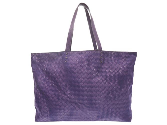 Borsa Tote Bottega Veneta in nylon e pelle Porpora - vista 2