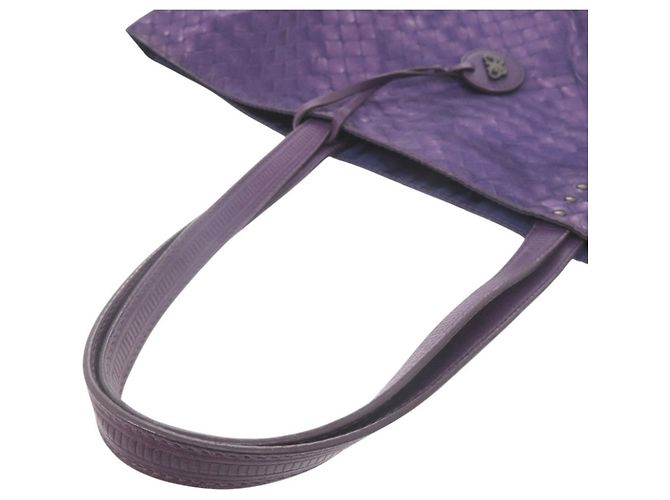 Borsa Tote Bottega Veneta in nylon e pelle Porpora - vista 5