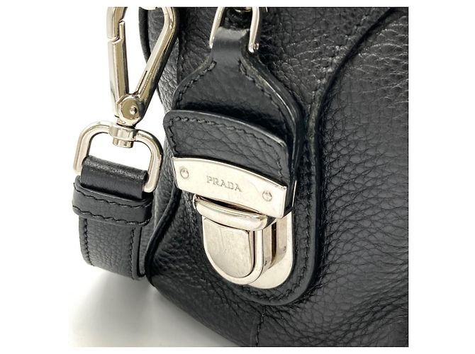 Borsa Prada PRADA Logo Borsa Boston Mini in pelle nera 2 vie da donna Nero - vista 11