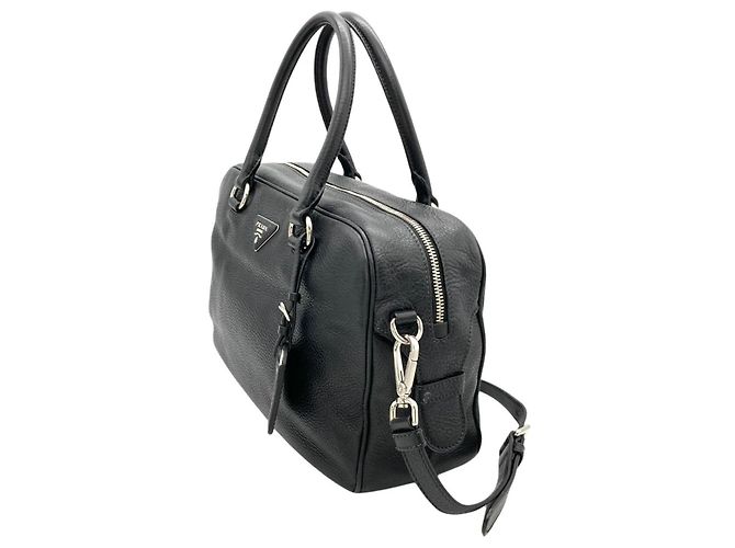 Borsa Prada PRADA Logo Borsa Boston Mini in pelle nera 2 vie da donna Nero - vista 2