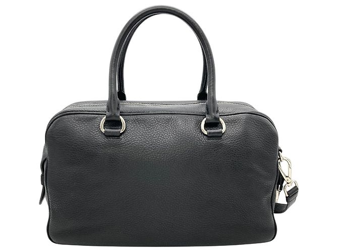 Borsa Prada PRADA Logo Borsa Boston Mini in pelle nera 2 vie da donna Nero - vista 3