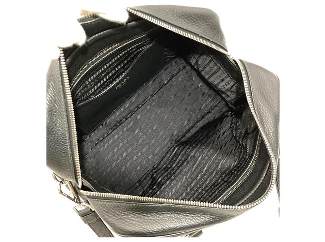 Borsa Prada PRADA Logo Borsa Boston Mini in pelle nera 2 vie da donna Nero - vista 5
