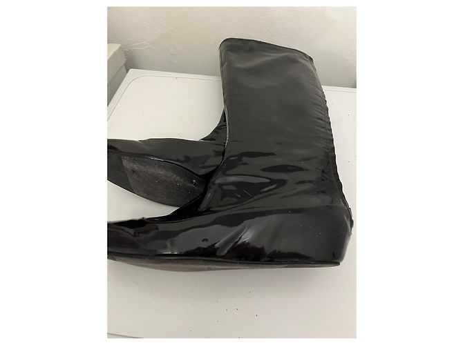 Botas altas de piel de becerro charol azul marino Lanvin - vista 17