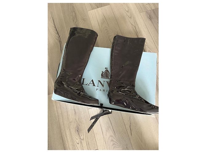 Botas altas de piel de becerro charol azul marino Lanvin - vista 2
