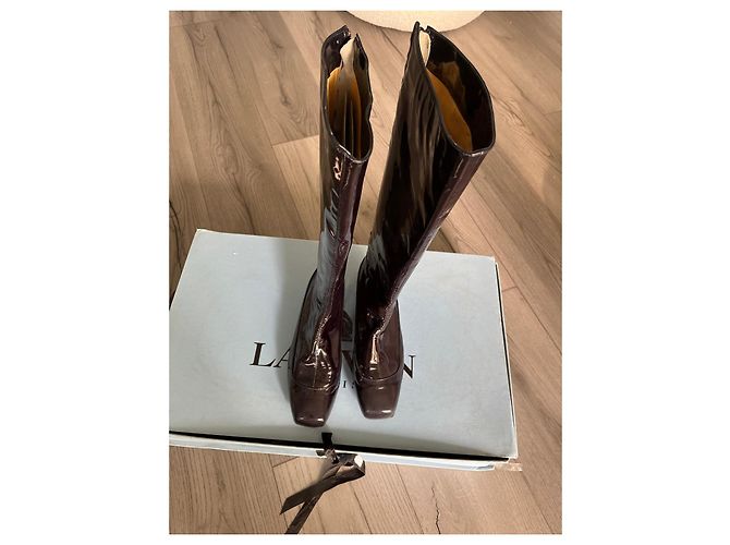 Botas altas de piel de becerro charol azul marino Lanvin - vista 3