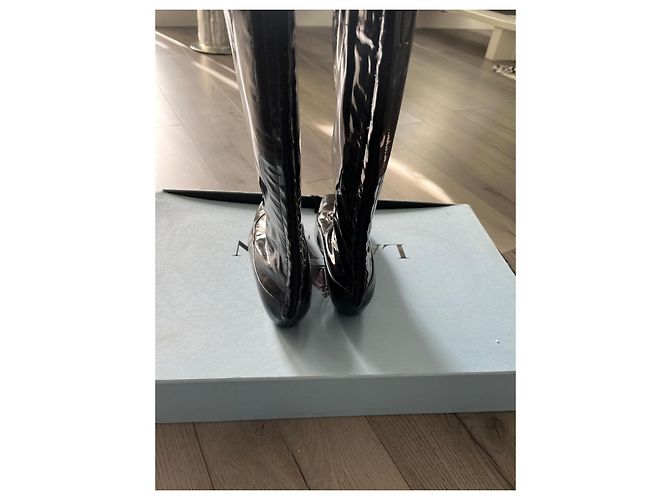 Botas altas de piel de becerro charol azul marino Lanvin - vista 4